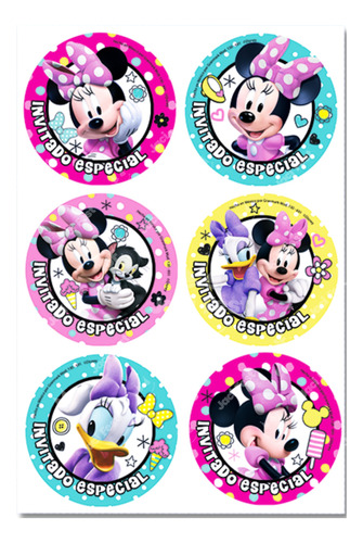 Mimi Minnie Mouse Rosa Fiesta Distintivos Stickers Min0m1