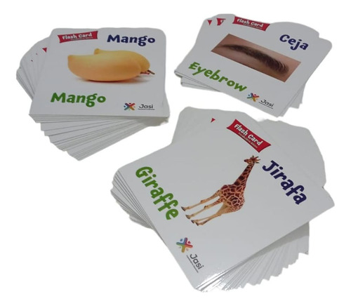 Flash Cards, Vocabulario 90 Pzas Español /ingles