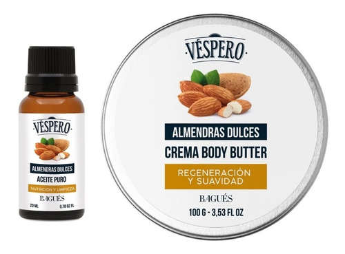 Body Butter + Aceite Puro Almendra Dulces Vespero Bagues 