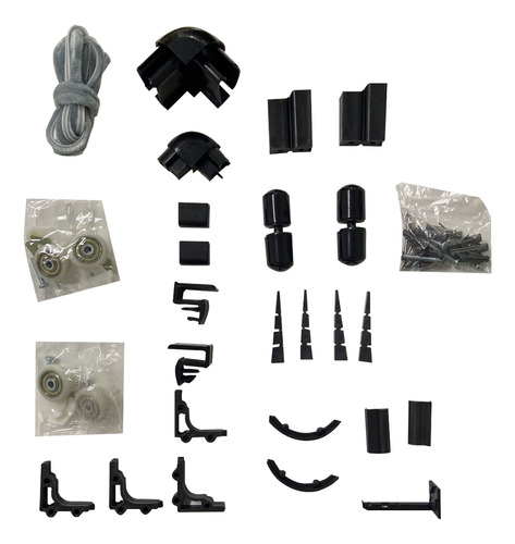 Kit Banheiro Aluminio De Canto Preto Box 1,10x1,30m S/ Vidro Liso