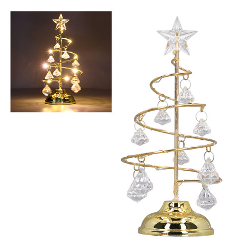 Lámpara De Árbol De Navidad Led Pequeño Cristal De Hierro De