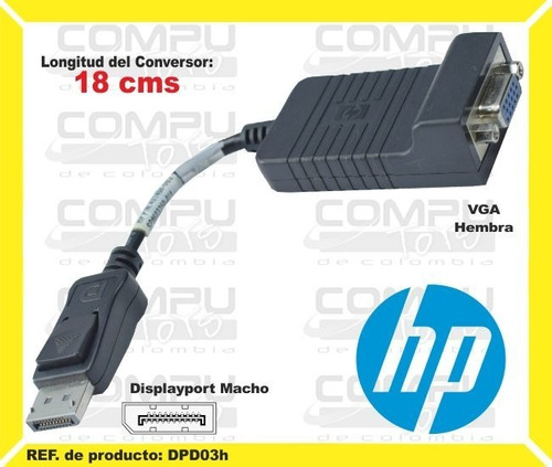 Displayport A Vga Hp 481408-002 Ref: Dpd03h Computoys Sas