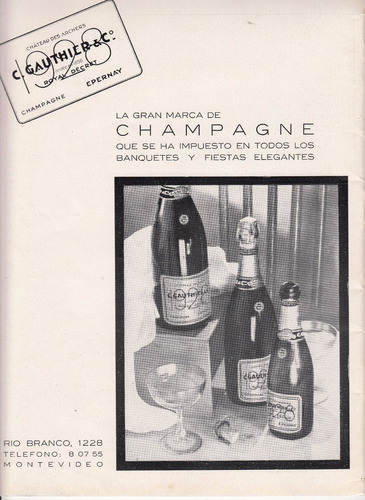 Uruguay Antigua Publicidad Champagne Gauthier Francia