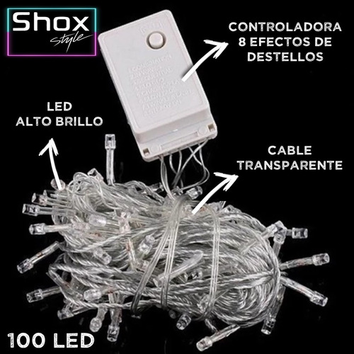 Imagen 3 de 8 de X3 Guirnaldas Led X 100 Luces Led Arbol Navidad Alto Brillo