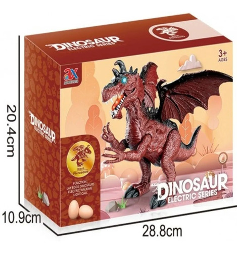 Dragon Dinosaurio Con Alas Luz Sonido Movimiento 3 Huevos