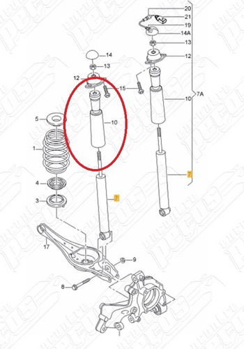 Batedor Amortecedor Traseiro Audi Q3 2.0 Tfsi Ambition 15-18