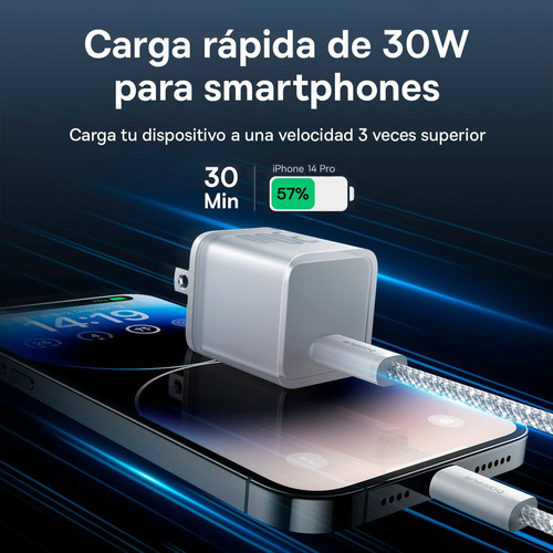 Kit Baseus 2 Cubos De Carga Usb Tipo C 30 W Carga Rápida Color Blanco + Color Negro iPhone 15/14/13/12/11/pro/pro Max/xs/xr, Galaxy S23 Ultra, Google Pixel 7, Macbook Air, iPad Pro