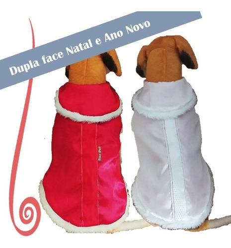 Roupinha Roupa Dupla Face Natal Reveillon Cachorro Gato Nº10