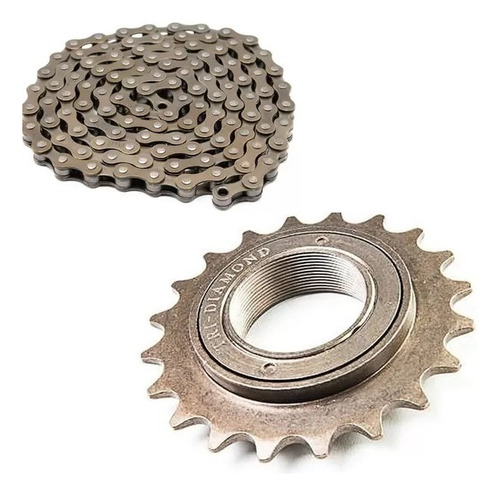 Corrente Tec + Catraca Roda Livre  De Bicicleta Bike Comum