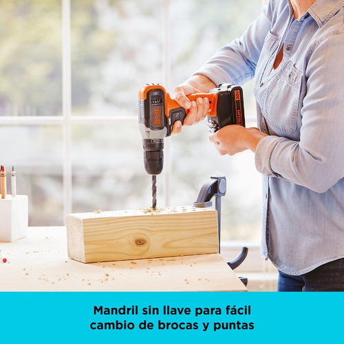 Imagen 8 de 12 de Taladro/destornillador 20v Max + Bat Black+decker Bcd702c1b3