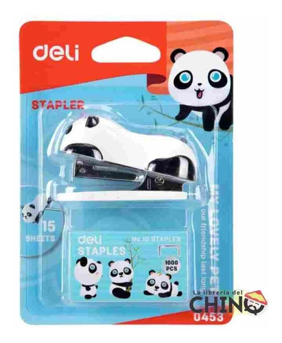 Abrochadora Deli Osito Panda E0452 Con 1000 Broches Nro 10