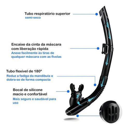 Kit Mergulho Máscara Óculos Lentes Profissional Snorkel Nfe