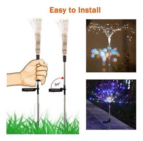 Kit 4 Led Luz Solar De Diente De León Al Aire Libre 120led
