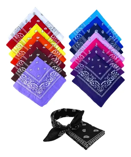 Lot De 15 Bandanas En Polyester - 15 Couleurs, Taille 54x54 Cm - Pour Tête, Cou, Bras - Sport, Randonnée, Mode - Lavage Facile