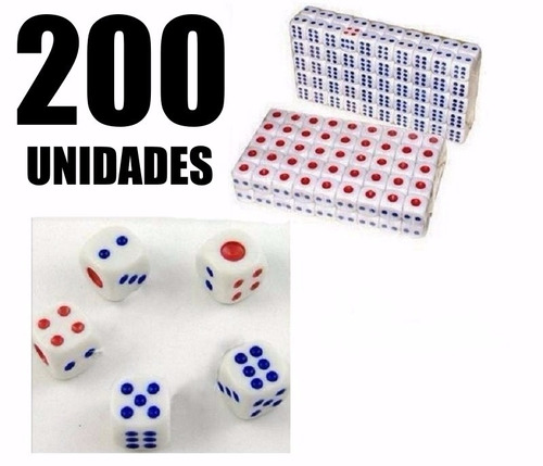 Kit 200 Unidades Dados Rpg 14mm 6 Faces Jogos Tabuleiro