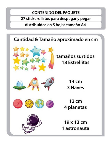 Imagen 2 de 2 de Vinilos Decorativos Hogar Sticker Infantil Espacial