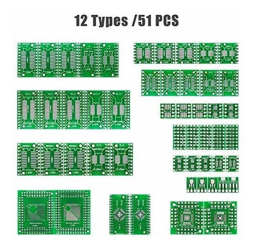 12 Tipo Adaptador Dip Pcb Proto Board Kit Sop8 Sop10 Smt