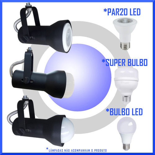 Spot Para Trilho Eletrocalha Perfilado Par20 Led 2 Unid.