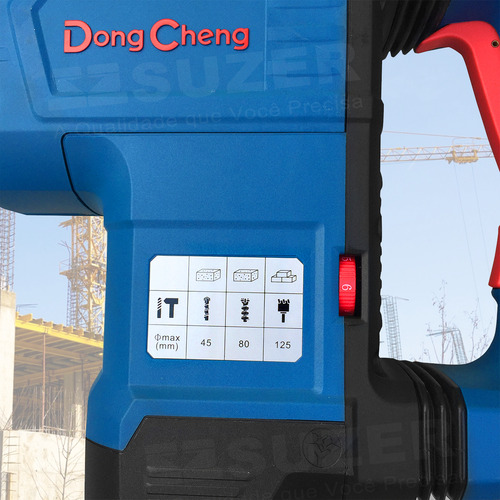 Martelete Rotativo Profissional DZC45 Sds Max DongCheng 1500w 3 Modos 8,2 kg Cor Azul