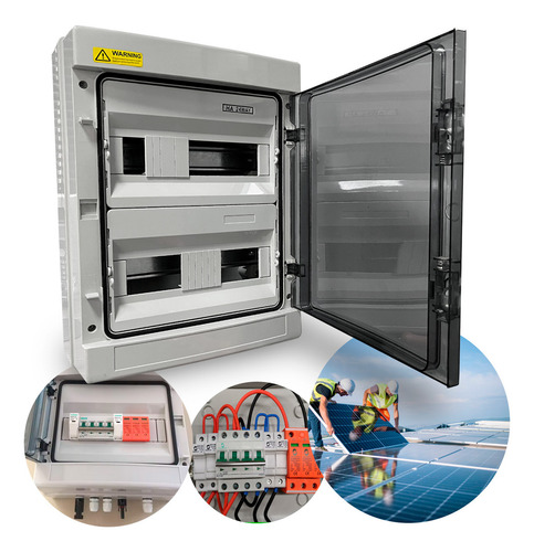 Quadro P/ Montagem Solar String Box 24 Polos Sobrepor 24 Disjuntor Interruptor Inversor Solar Caixa - Ip65 (24 Polos)