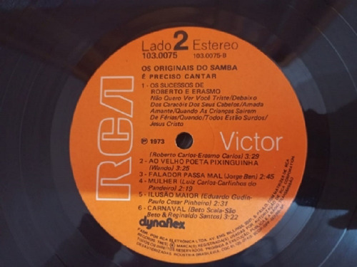 Disco De Vinil - Os Originais Do Samba - É Preciso Cantar (Usado)