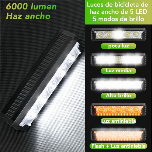 .. Luz For Bicicleta 6000 Lúmenes Impermeable Con Luz