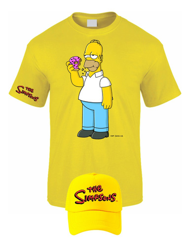 Camiseta Manga Corta Homero J Simpson Dona Obsequio Gorra 