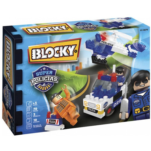 Blocky Super Policías Pesecusión 70 Piezas 2 Muñecos