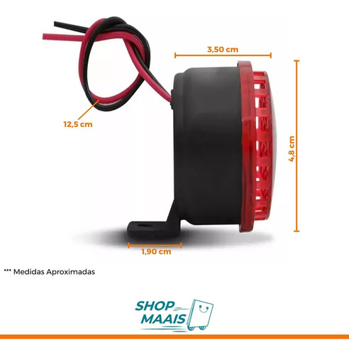 Kit Com 4 Sirenes Piezo Led Vermelho 6 Tons 12v-ré Universal