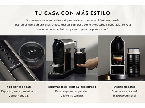 Cafeteira Nespresso Citiz Platinum cor inox & Milk preto 110v