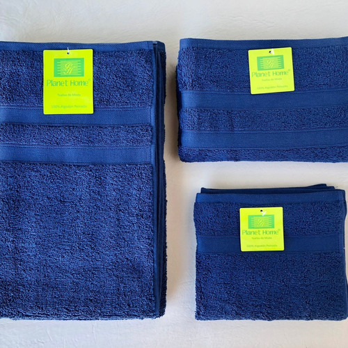 Toallas Y Toallones Planet Home: Conjunto 150x75 Cm Azul Lisa