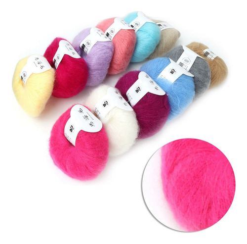 Popular Suave Mohair Pashm Punto Angora Hilo De Lana Largo C
