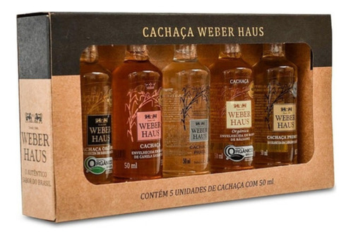 Kit 5 Miniaturas Cachaça Weber Haus Vol.alcoólico 38% - 50ml