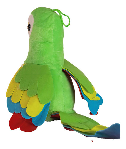 Alas de guacamayo con forma de pájaro de peluche en fieltro, 20 cm, color verde