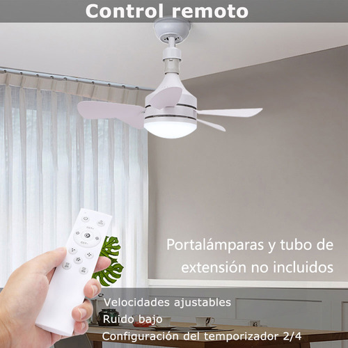 Ventilador De Techo Lámpara CM-TOP 5 Aspas Plástico 20W Con Luz Led Ajustables Control Remoto 3 Velocidades Ideal Para Habitación De 15-20 Metros Cuadrados Estructura Blanco