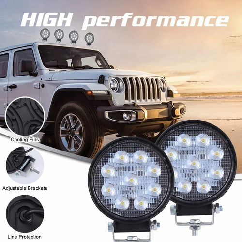 Imagen 2 de 9 de X4 Luces Foco Neblinero Led 27w 4x4 Auto Caminon Redondo