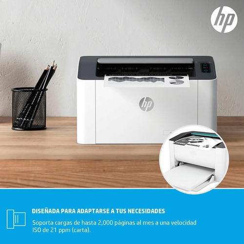 Impresora simple función HP Laser 107w con wifi gris y negra 220V - 240V 4ZB78A