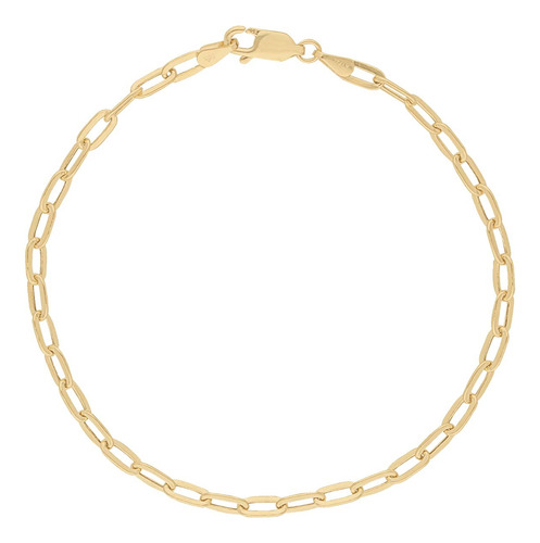 Pulsera Pulso Esclava Oro 10k Kilates Paperclip 18cm 3.5mm