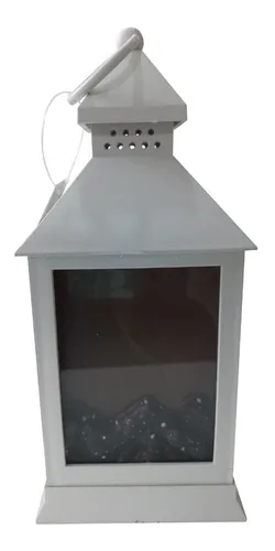 Fanal Blanco Simil Fuego Adorno Decoracion