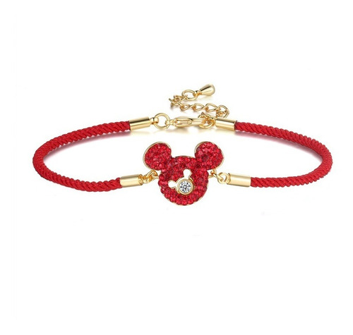 Pulsera De Mickey Mouse Rojo Con Diamante