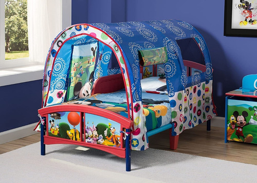 Cama Infantil Para Niños Con toldo Mickey Delta Children Color Azul Mickey Mouse