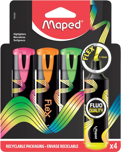 Resaltador Marcador Maped Flex Pouch X4 Colors