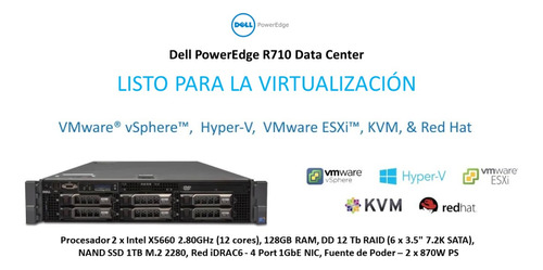 Servidor Datacenter R710 Xeon X5660 128gb 12tbsas Raid M21tb
