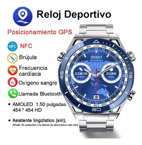 Reloj Inteligente Hombre Gps Bluetooth Call Nfc Smart Watch