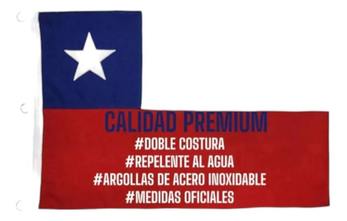 Bandera Chilena Bordada Reforzada 140x210 Cm