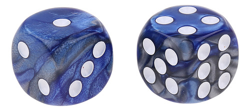 D6 Dados De Seis Caras De Puntos Esquina Plata Azul 16mm