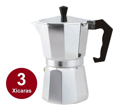 Cafetera Express Italian de 150 ml para 3 tazas de café, acero inoxidable, color plateado, no se aplica