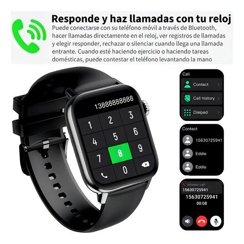Smartwatch Iraml H5 1.83 Pantalla Táctil Completa Ip67 Resistente Al Agua, Detección De Oxígeno En Sangre, Detección De Frecuencia Cardiaca, Más De 100 Modos De Deporte, Bisel Negro, Negro Iram