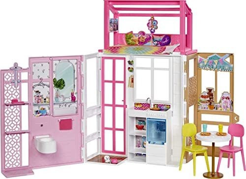 Casa De Muñecas Barbie Con 2 Niveles Y 4 Areas De Juego