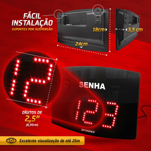 Painel Eletrônico Visor De Senhas S/ Fio Sequêncial Led